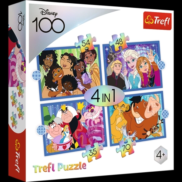 Puzzle Disney 100 de ani: Lumea veselă Disney 4 în 1