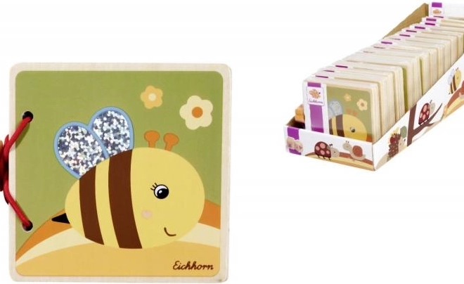 Cărticică de imagini din lemn pentru copii, 8 pagini, 8 × 8 cm