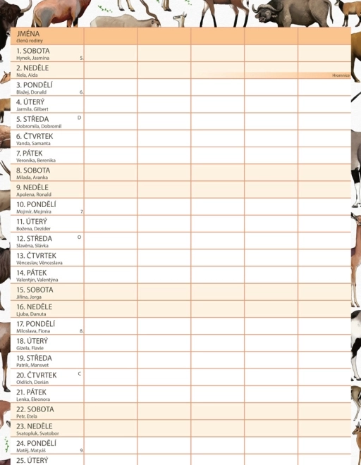 Calendar de planificare familială Animalium 2026