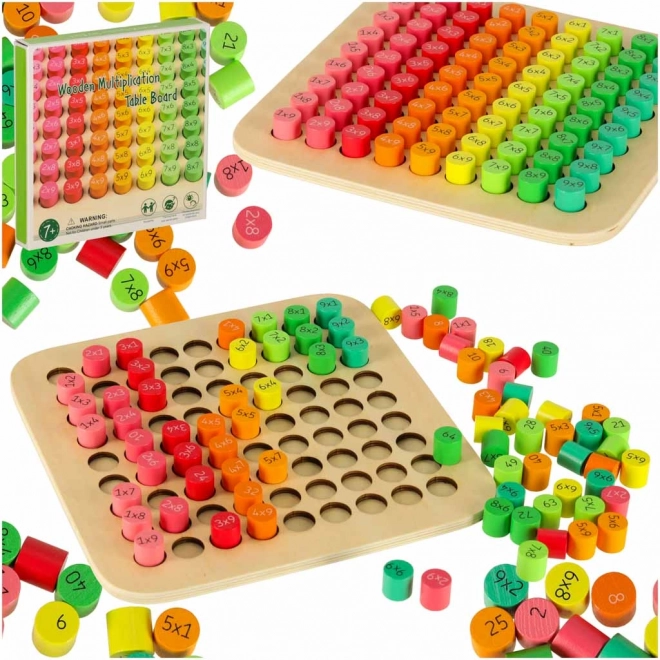 Tabel educațional din lemn pentru înmulțire – cuburi colorate