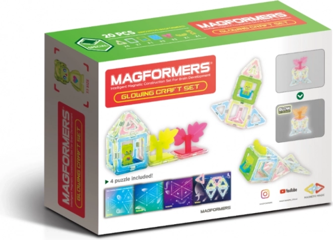 Blocuri magnetice Magformers Glowing Craft 20 piese