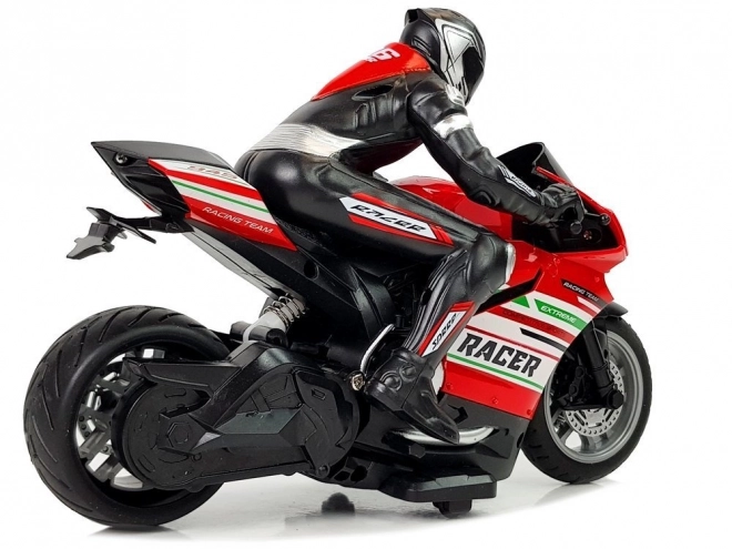 Motocicletă sport telecomandată 2.4G roșie cu rază de acțiune 35 m
