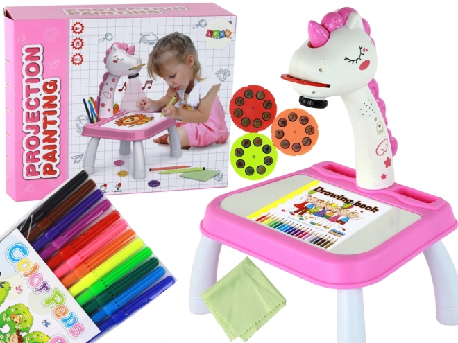 Proiector desen unicorn roz cu markere și inserții