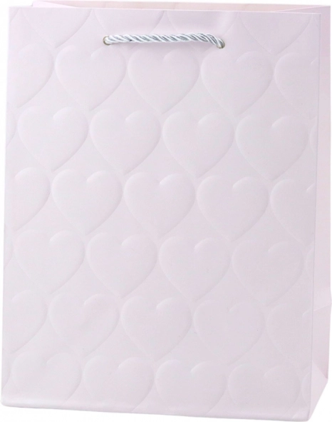 Pungă de cadou elegantă cu inimioare în relief 23 x 18 x 10,5 cm