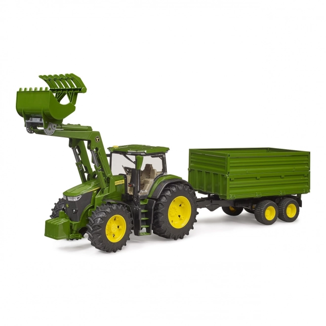 Tractor John Deere 7R 350 cu încărcător frontal și remorcă tandem