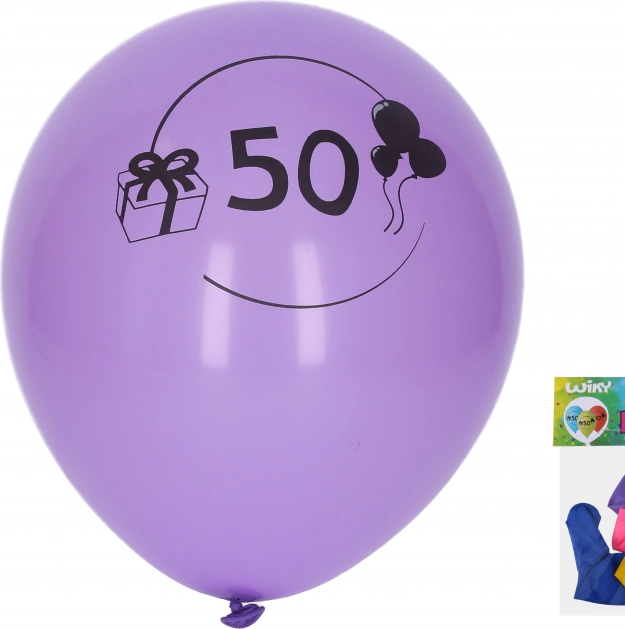 Baloane de 30 cm cu numărul 50, mix de culori – set de 5 bucăți