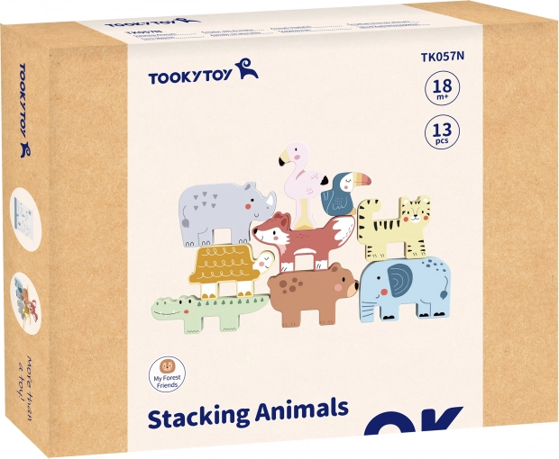 Cuburi din lemn animăluțe Montessori 9 buc de la Tooky Toy