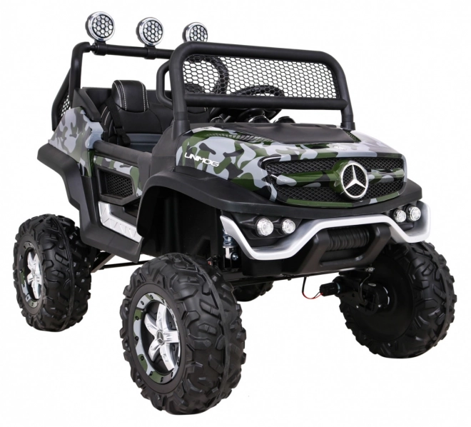 Mercedes Benz Unimog pentru copii Moro lak + tracțiune 4x4 + telecomandă + spațiu bagaje + pornire lentă + MP3 LED