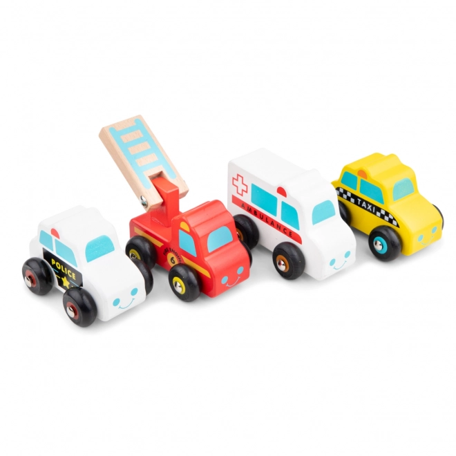 Set vehicule de lemn mini - 4 bucăți