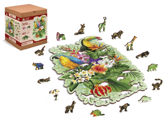 Puzzle din lemn păsări tropicale