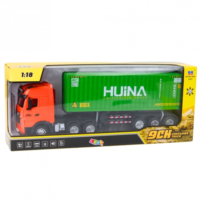 Camion RC verde cu container Huina 1:18