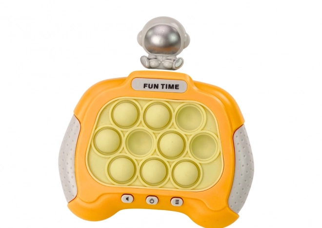 Consolă senzorială Pop-It astronaut galbenă cu lumini și sunete