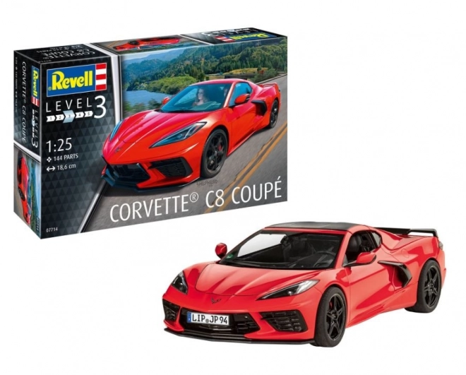 model de plastic mașină corvette c8 coupé 1/25