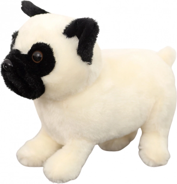 Mops de pluș alb 19 cm