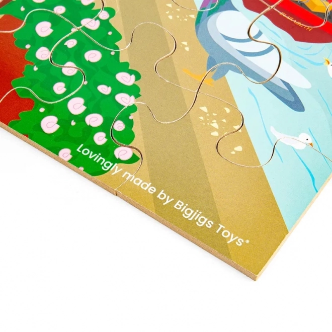 Puzzle din lemn cu podea - Londra Bigjigs Toys