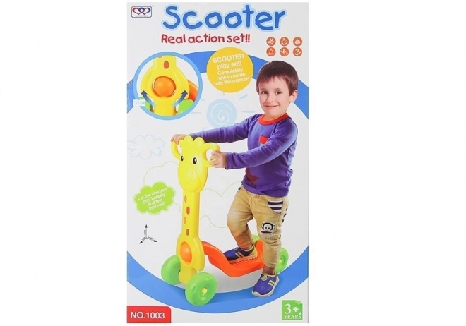 Trotineta pentru copii cu 4 roți Giraffe galbenă