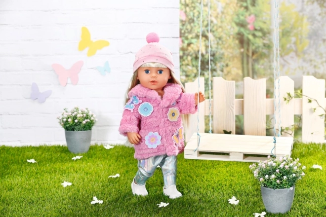 Set cu haină roz pentru păpușa BABY born de 43 cm