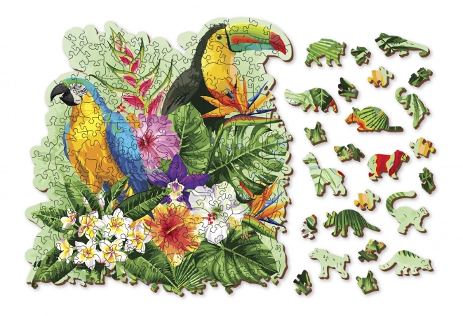 Puzzle din lemn păsări tropicale