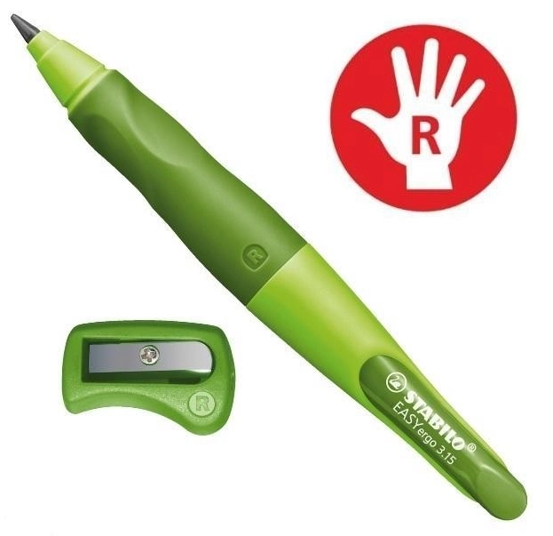 Creion ergonomic verde pentru dreptaci STABILO EASYergo