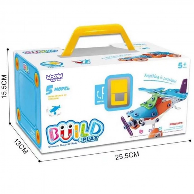Set construcții vehicule 5 în 1 WOOPIE