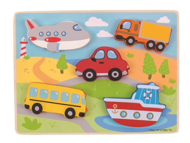 Puzzle cu vehicule Bigjigs Toys