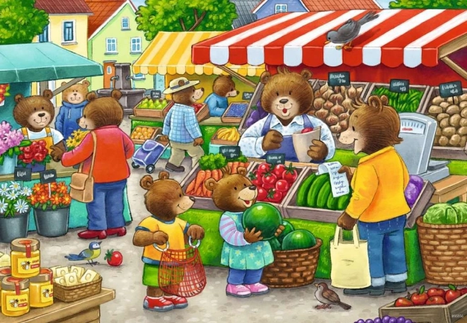 Puzzle ursuleți la cumpărături 2x12 piese