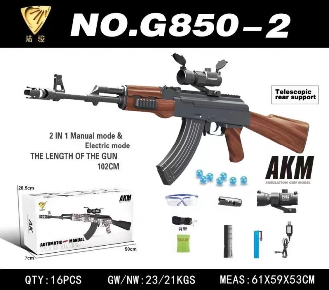 pistol cu gel AKM pentru bile cu apă cu lunetă
