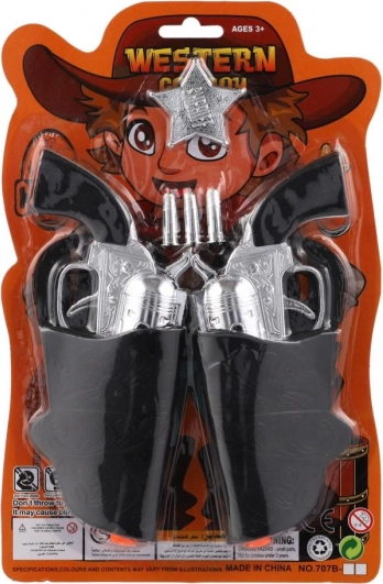 Set cowboy cu două pistoale de plastic și toc