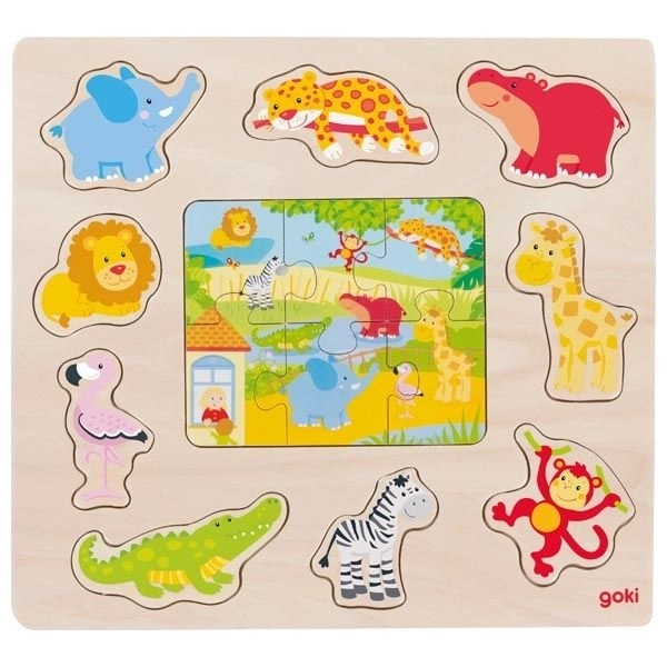 Puzzle din lemn cu animale din ZOO