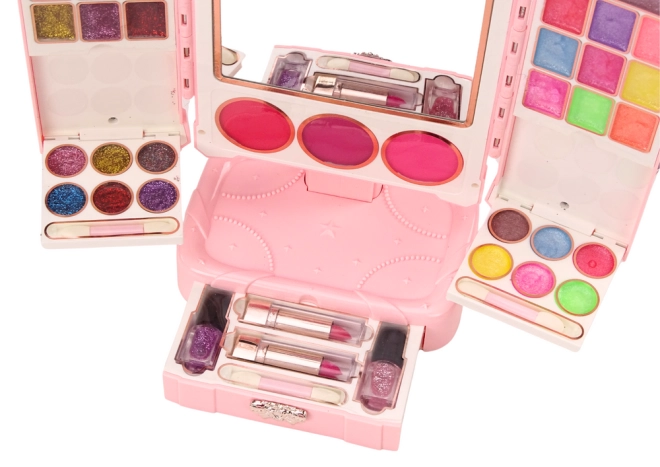 Cutie cosmetică cu compartimentare și design portabil