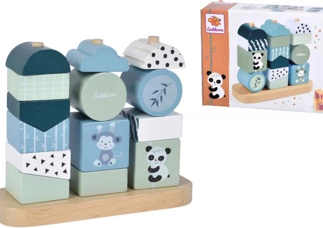 Joc de stivuire panda – puzzle din lemn, 15 piese