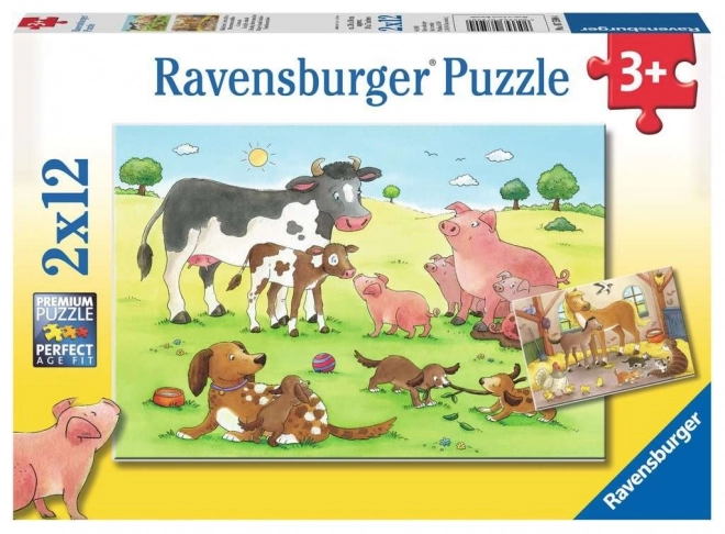 Puzzle ferma de animale Ravensburger 2x12 piese