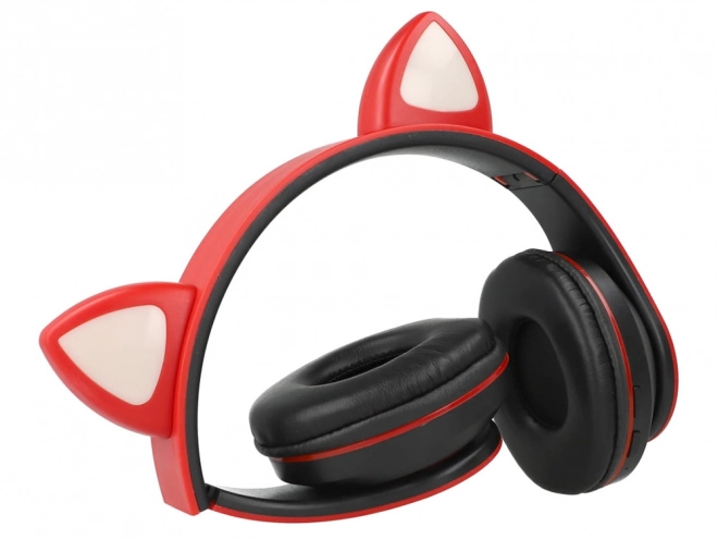 Căști wireless bluetooth radio fm mp3 urechi de pisică cu LED iluminat