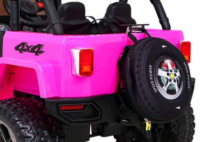 Mașină de teren Monster 4x4 jeep pentru copii Roz + Telecomandă + Reglare scaun + Pornire lentă + MP3 LED + Suport bagaje + Rucsac