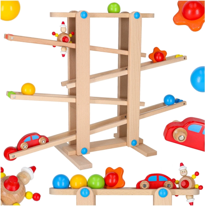 Pistă din lemn Montessori pentru bile pentru copii