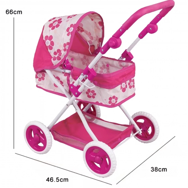 Cărucior pentru păpuși reglabil Woopie Royal cu model floral