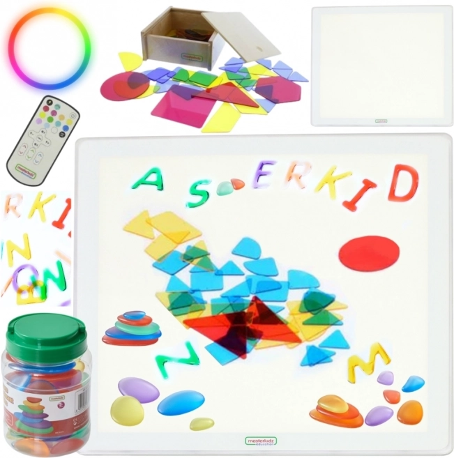 Panou LED luminos pătrat Masterkidz colorat + set de accesorii