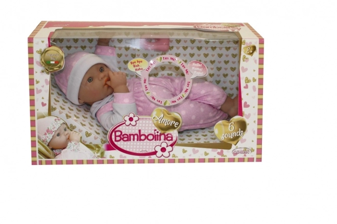 Bebeluș Bambolina 36 cm cu sunete și accesorii