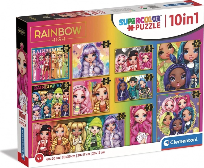 Puzzle 10 în 1 Rainbow High Super Color