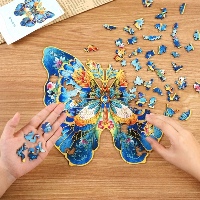 Puzzle din lemn Fluture Morpho Helena
