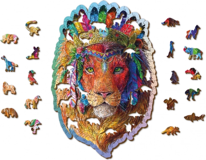Puzzle din lemn leu mistic