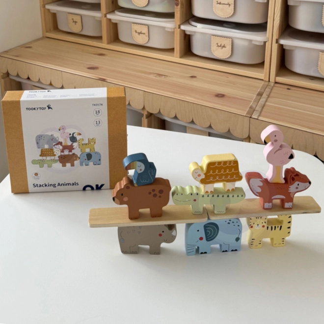 Cuburi din lemn animăluțe Montessori 9 buc de la Tooky Toy