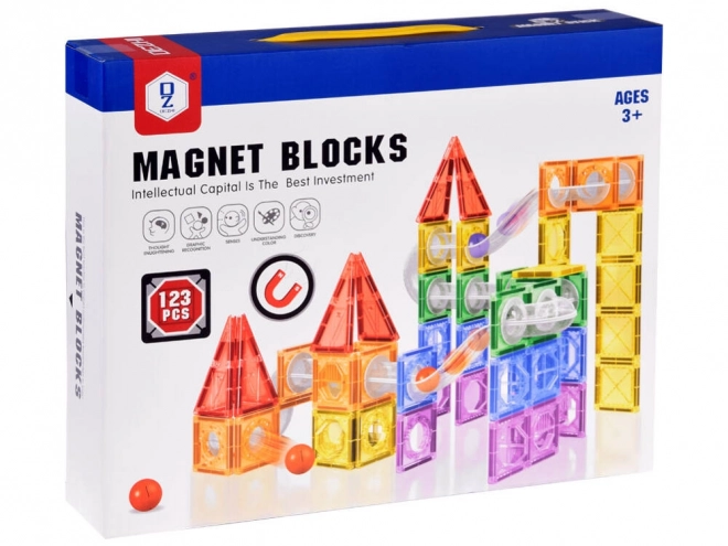 Set de construcție magnetic pentru piese de traseu cu bile ZA4719 - 123 piese