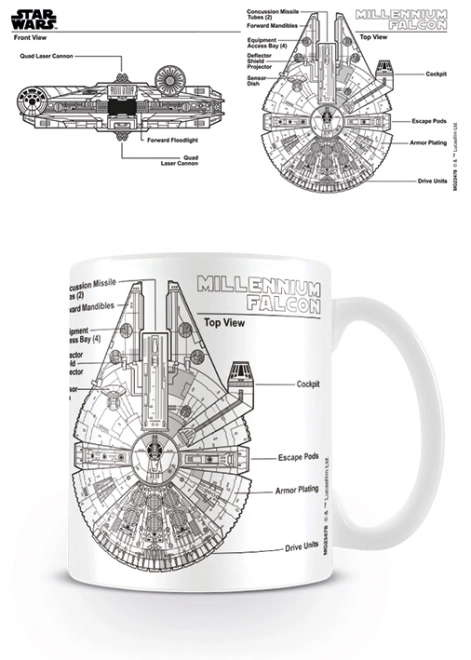Cană Star Wars cu schiță Millennium Falcon