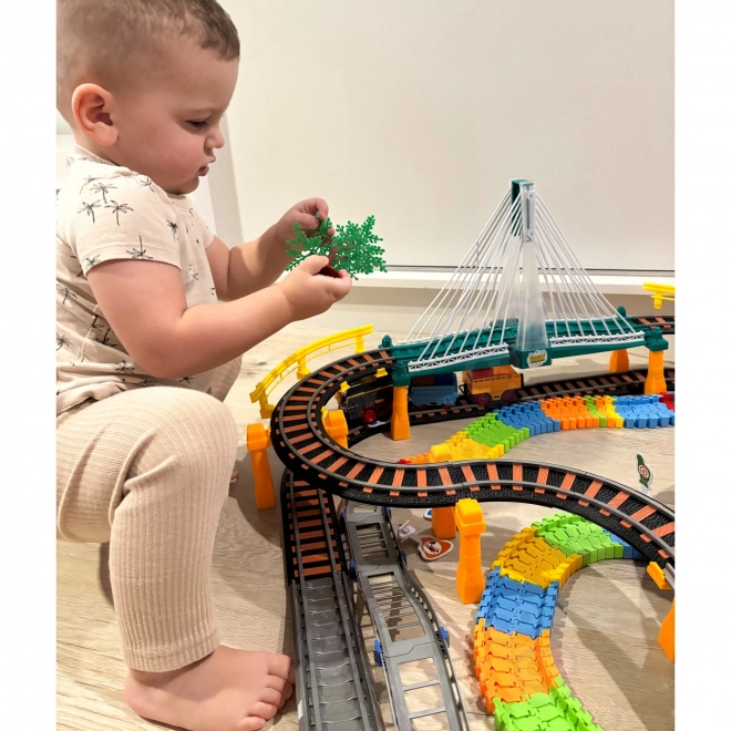 Joc educativ 2 în 1 cu tren și mașinuță WOOPIE