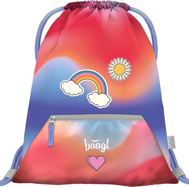 Set școlar Airy Duha roșu: Rucsac, penar, săculeț, dosare, cutie
