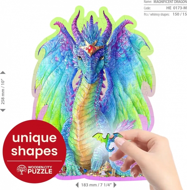 Puzzle din lemn Majestuosul Dragon 150 piese