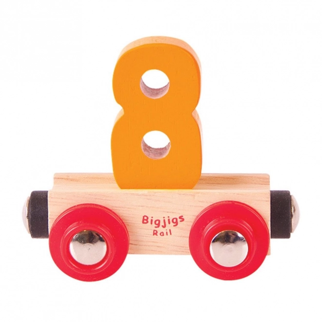 Vagon Bigjigs Rail din lemn cu numărul 8