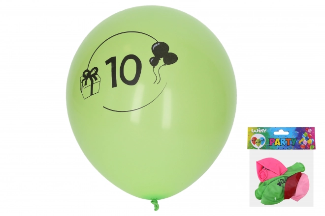 Balon gonflabil colorat 30 cm - set de 5 buc, cu numărul 10