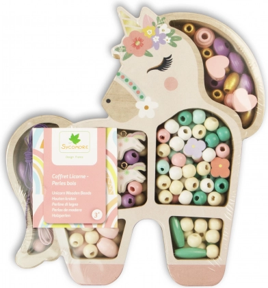 Mărgele pastelate din lemn Unicorn, 170 buc